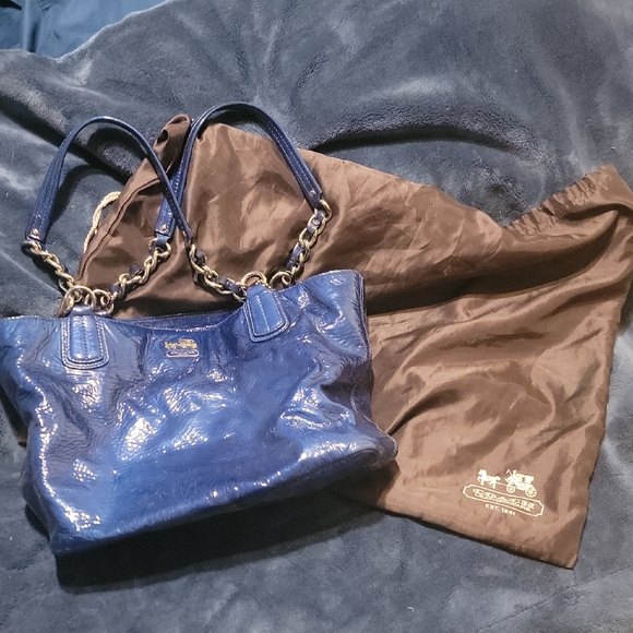 Coach Shiny Blue Leather Shoulder Bag main image 1